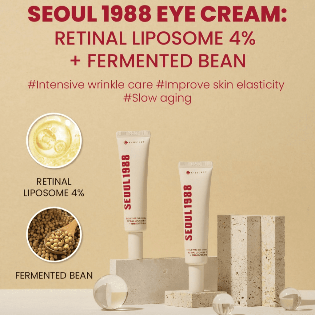 K-SECRET SEOUL 1988 Eye Cream : Retinal Liposome 4% + Fermented Bean, wrinkle care, anti-aging, skin elasticity, pigmentation, brightening, retinol, 30ml/1.01 fl.oz.
