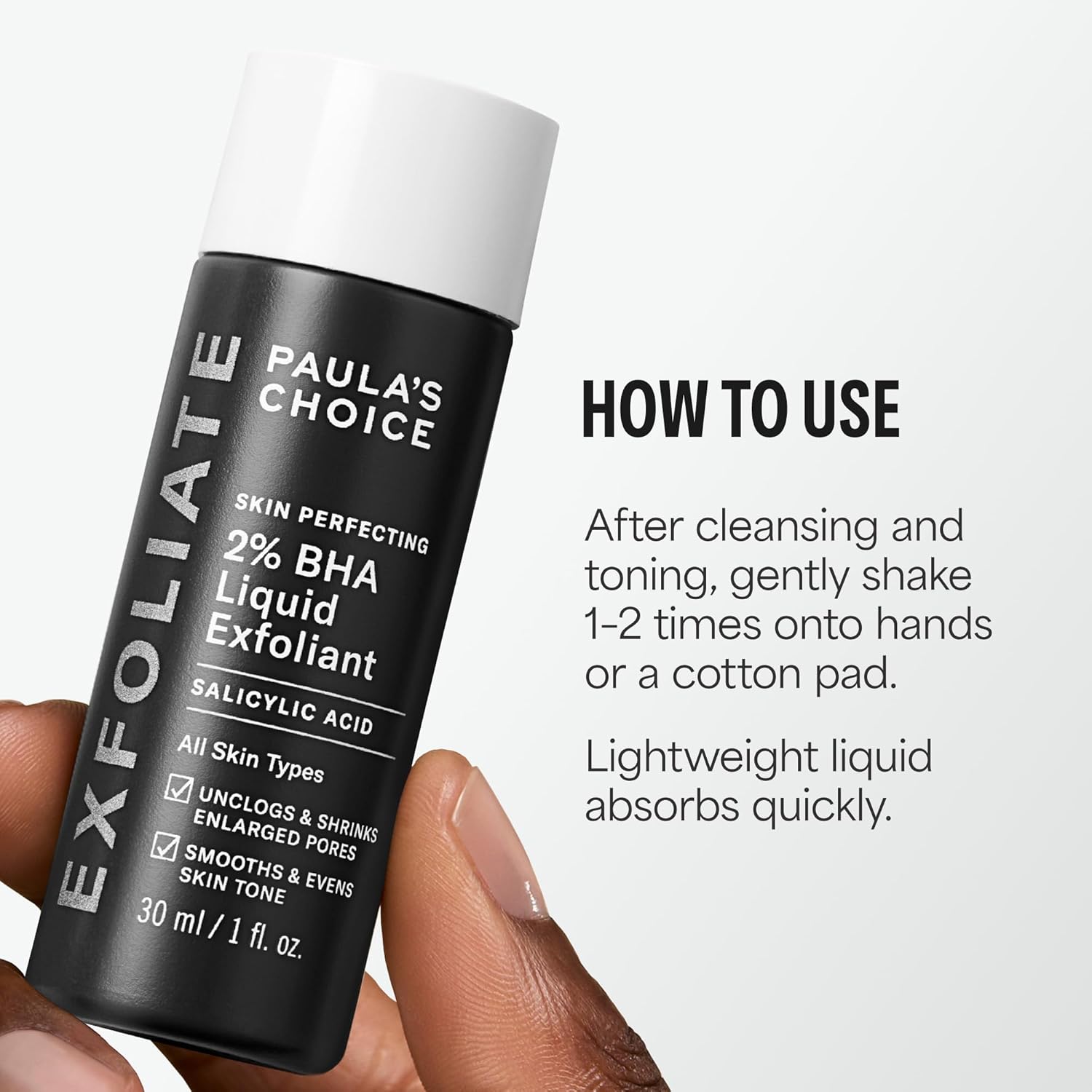 PAULA'S CHOICE SKIN PERFECTING 2% BHA Liquid Salicylic Acid Exfoliant-Facial Exfoliant for Blackheads, Enlarged Pores, Wrinkles, Fine Lines- 30 ml Bottle (Travel Size)