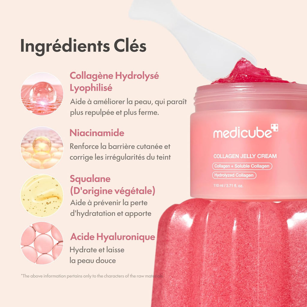 Medicube Collagen Jelly Cream- Niacinamide & Freeze-Dried Hydrolyzed Collagen - Boosts skin's barrier hydration and gives 24h Glow & Lifted Look - No artificial color, Korean skincare (3.71 fl.oz.)