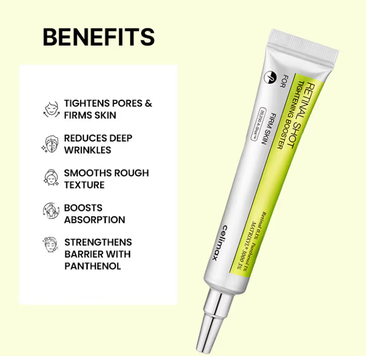 Celimax Vita-A Retinal Shot Tightening Booster with 0.1% Retinal, Matrixyl & Niacinamide | Pore Minimizer, Wrinkles & Fine Lines, Firmer Skin, Korean Face Serum (15ml)