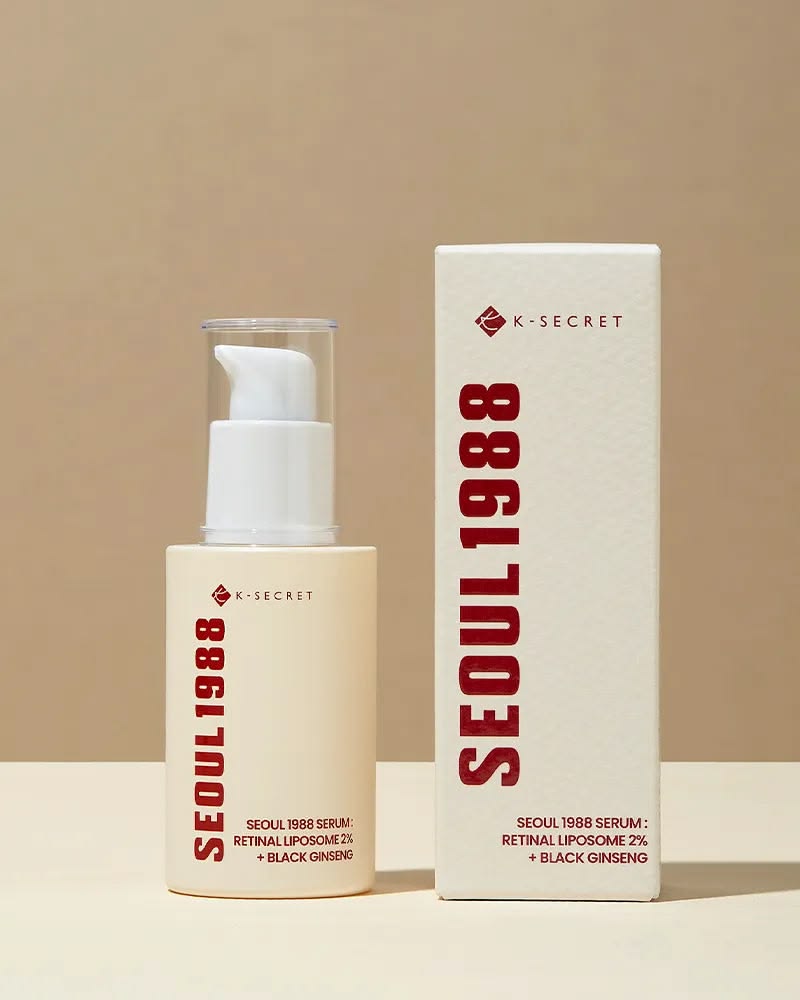 K-SECRET SEOUL 1988 Serum : Retinal Liposome 2% + Black Ginseng, 30ml/1.01fl.oz | 58% Black Ginseng Extract | Retinal serum, Bakuchiol, VitaminC&3Peptides for Wrinkle Care | Korean Skincare | seoul1988